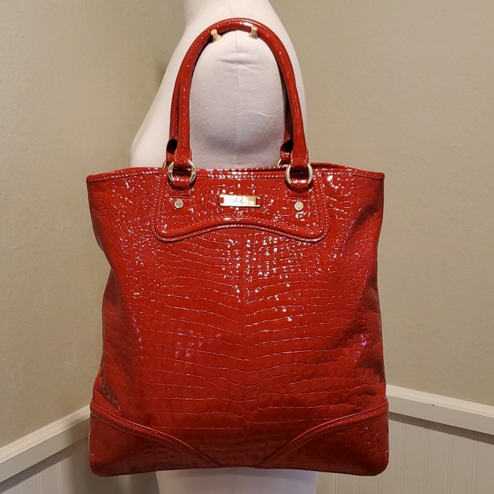 Cole Haan croc embossed laptop tote